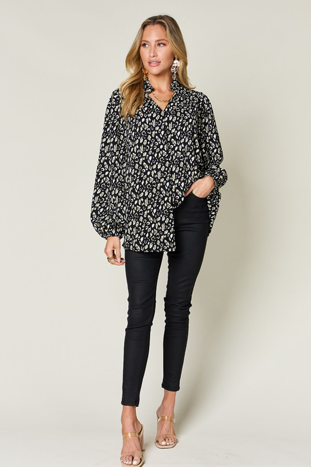 Hazel Blues® |  Double Take Leopard Long Sleeve Blouse