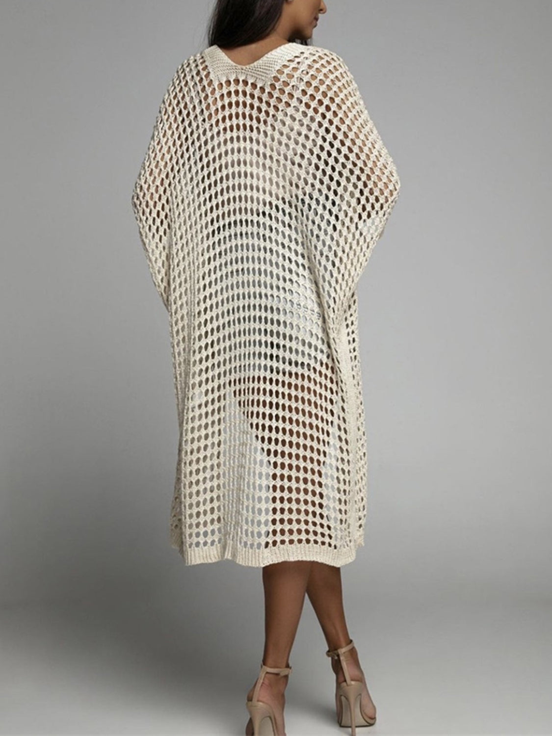 Hazel Blues® |  Openwork Open Front Three-Quarter Sleeve Cover Up