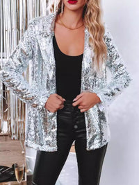 Hazel Blues® |  Sequin Lapel Collar Long Sleeve Blazer