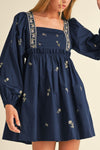 Hazel Blues® |  Floral Square Neck Balloon Sleeve Mini Dress