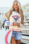 Hazel Blues® |  Beige BASEBALL SEASON Graphic Star Patched Game Day Sweatshirt