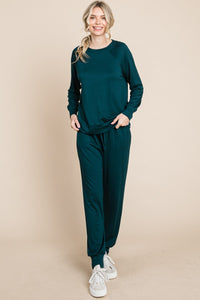 Hazel Blues® |  Super Lady Round Neck Raglan Sleeve Top and Drawstring Pants Lounge Set