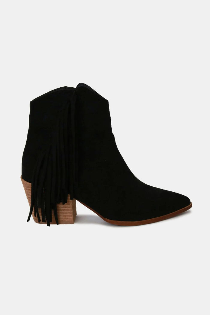 Hazel Blues® |  Beast Fashion Suede Fringe Point Toe Ankle Boots