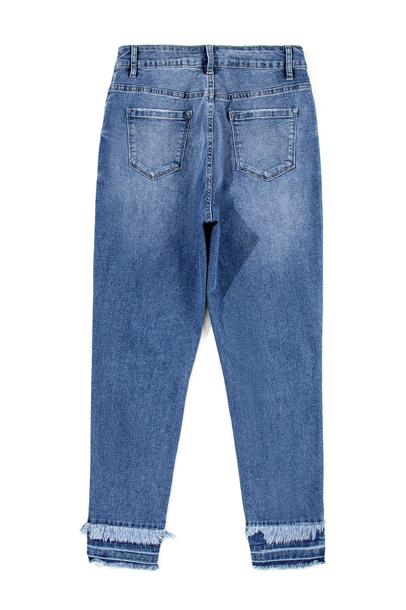 Hazel Blues® |  Raw Hem Distressed Jeans with Pockets
