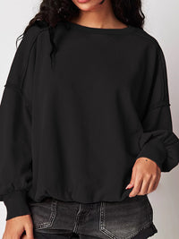 Hazel Blues® |  Exposed Seam Round Neck Long Sleeve Sweatshirt