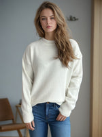 Hazel Blues® |  Round Neck Drop Shoulder Long Sleeve Sweater