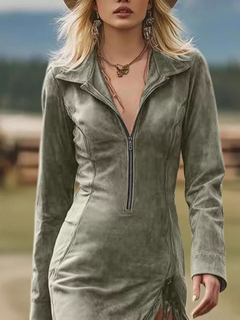 zipper front bodycon dress High Neck Slash Front Zip Up Sleeveless Mini Bodycon Dress In Stone | EGO US