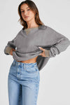 Hazel Blues® |  Waffle-Knit Long Sleeve Sweatshirt