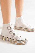 Hazel Blues® |  Beast Fashion Multi-Buckle Straps Studded Platform Sneakers