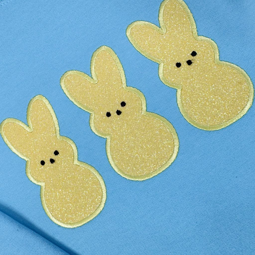 Embroidered Glitter Sweatshirt in Yellow Bunnies