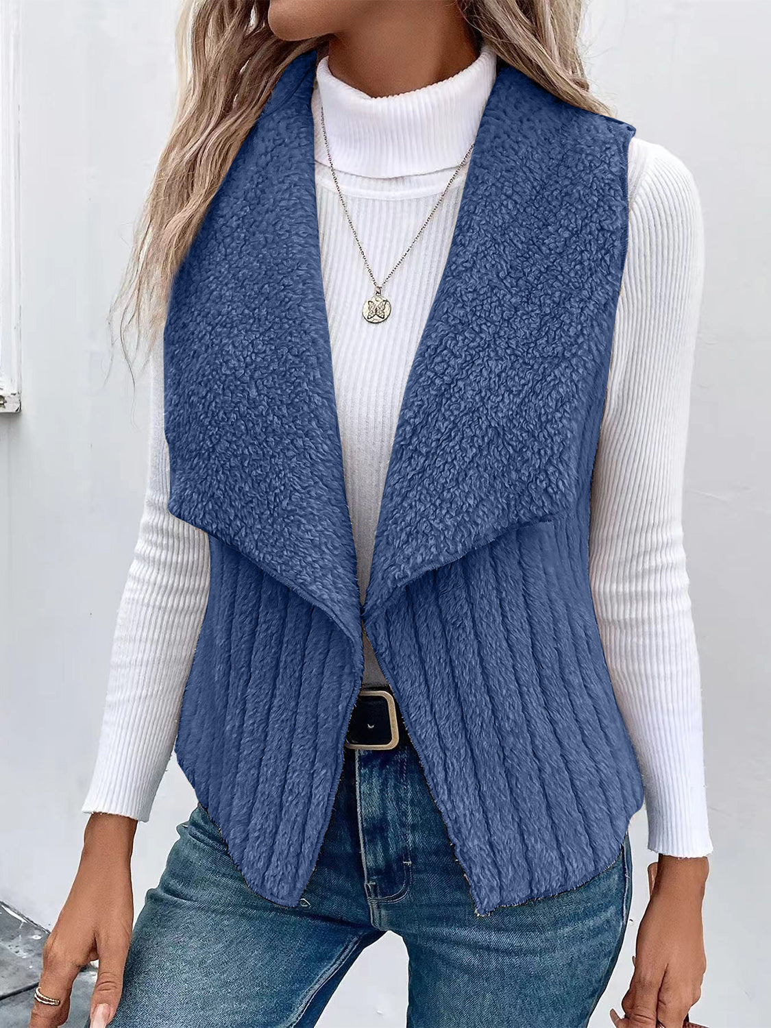 Hazel Blues® |  Open Front Fuzzy Vest Coat