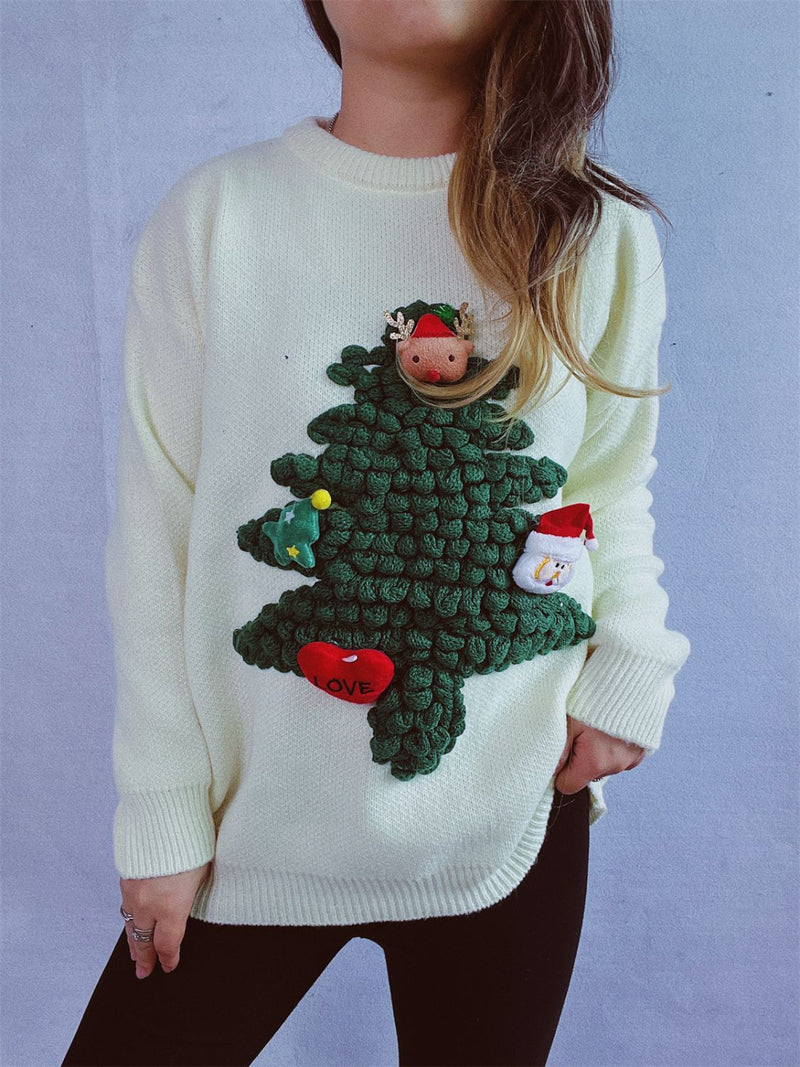 Hazel Blues® |  Christmas Tree Round Neck Long Sleeve Sweater