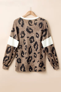 Leopard V-Neck Long Sleeve Blouse