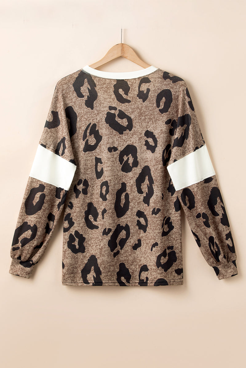 Hazel Blues® |  Leopard V-Neck Long Sleeve Blouse