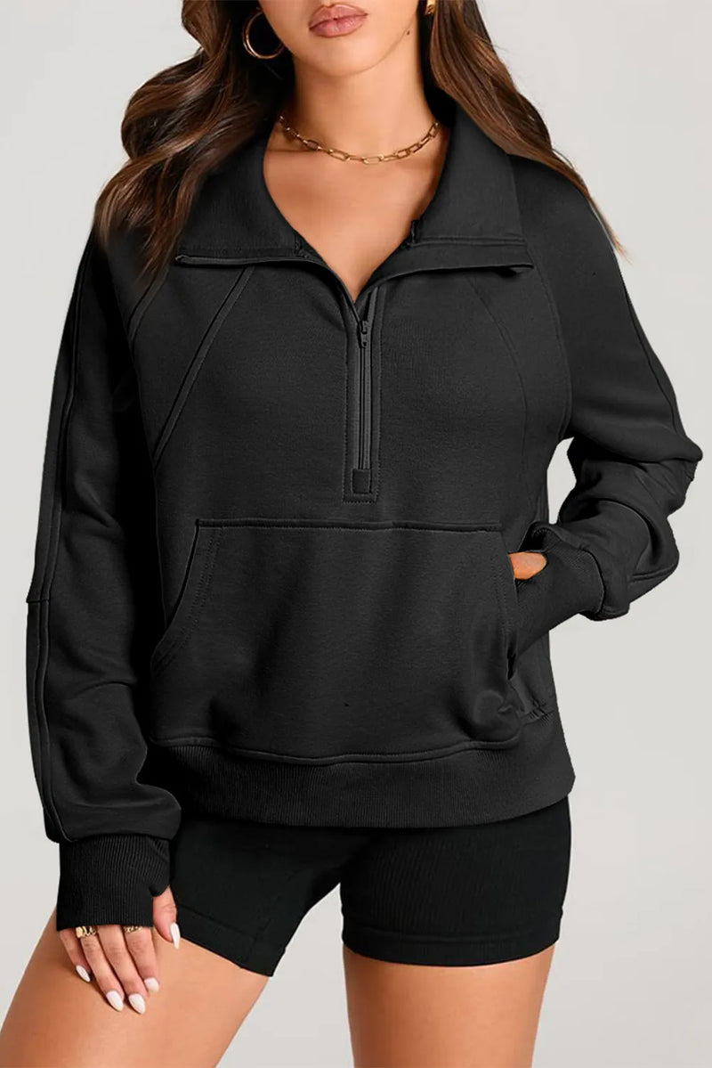 Hazel Blues® |  Half Zip Long Sleeve Sweatshirt