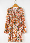 Hazel Blues® |  Smocked Printed V-Neck Long Sleeve Dress