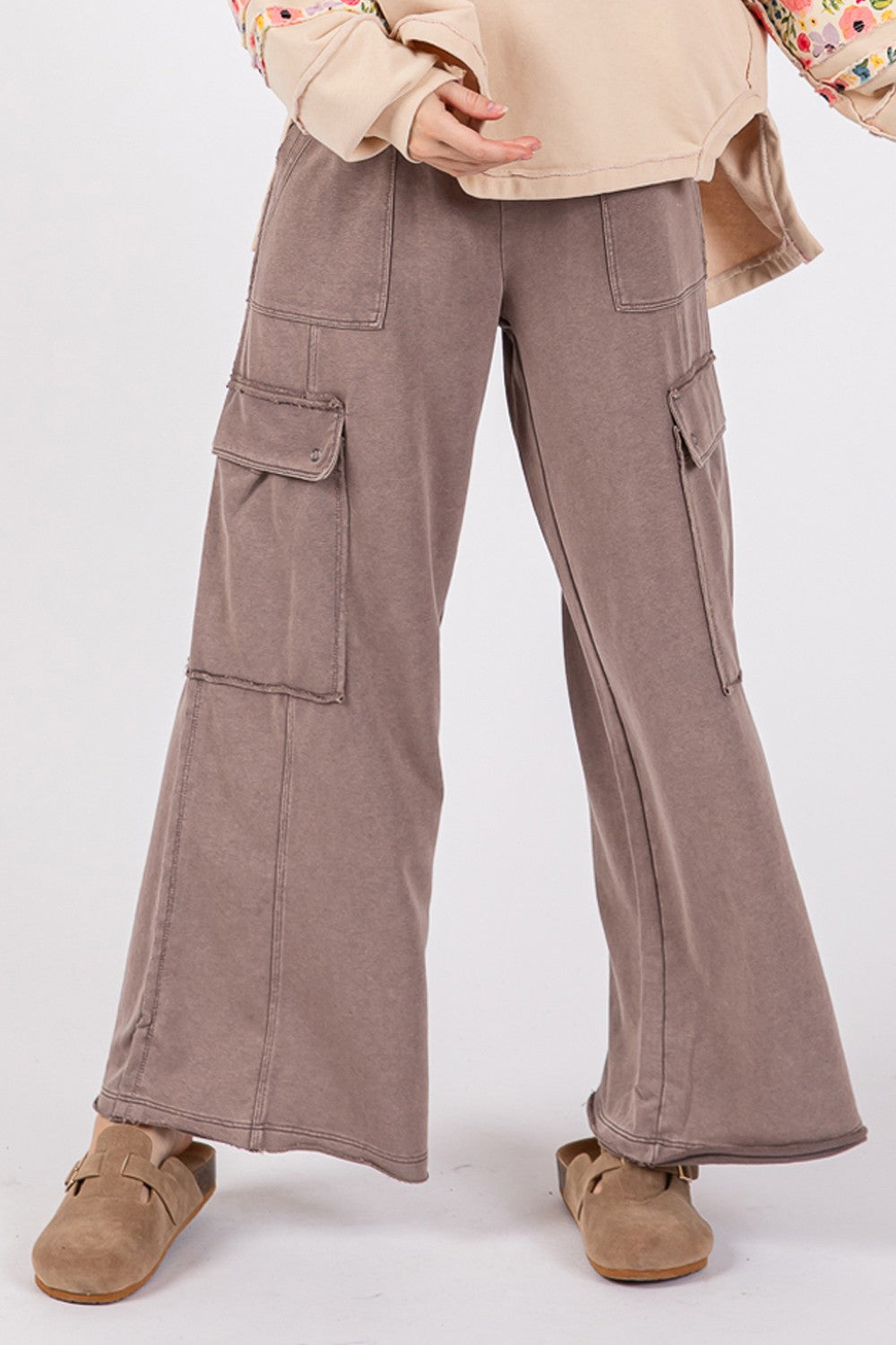 Hazel Blues® |  SAGE + FIG Knit Terry Mineral Wash Wide Leg Pants