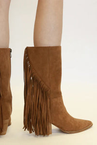 Hazel Blues® |  Beast Fashion Suede Fringe Point Toe Boots