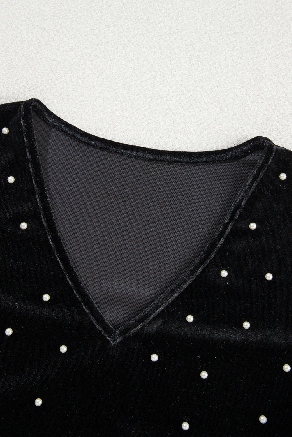 Hazel Blues® |  Pearl Detail Velvet V-Neck Long Sleeve Bodysuit