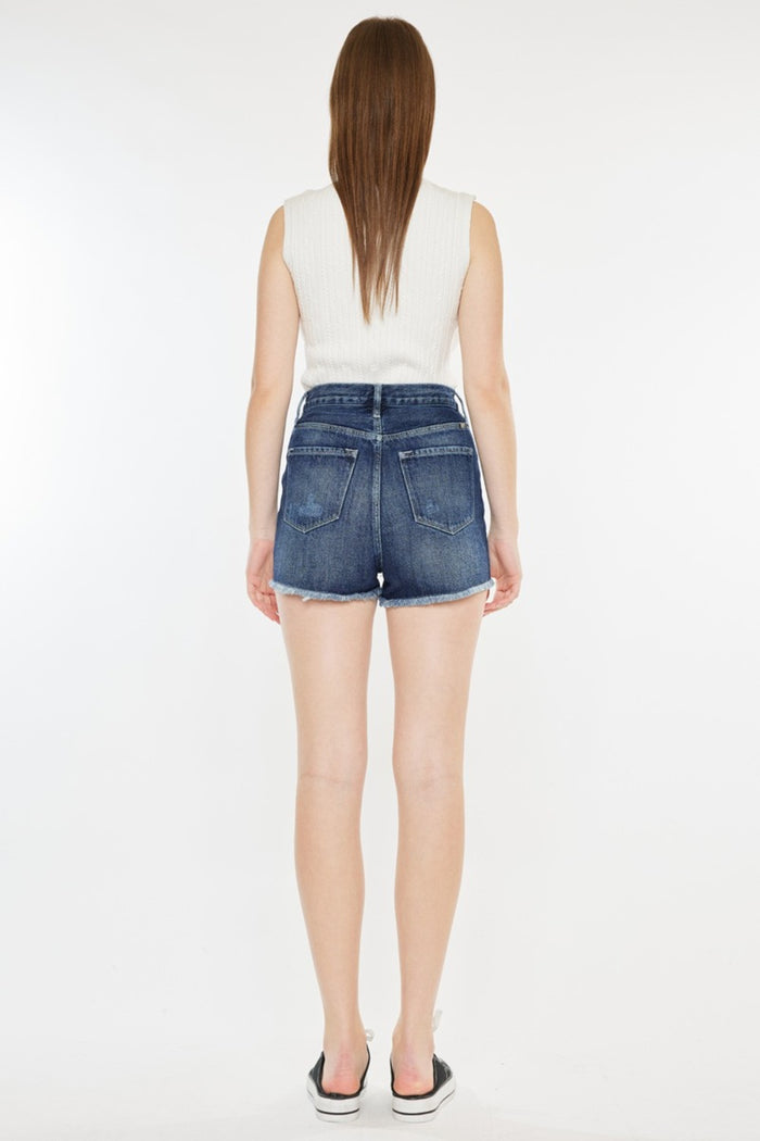 Hazel Blues® |  Kancan Raw Hem Button Fly Denim Shorts