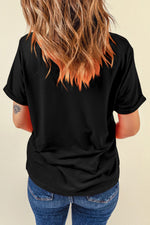 Hazel Blues® |  Black Western Cow Print Round Neck Casual Tee