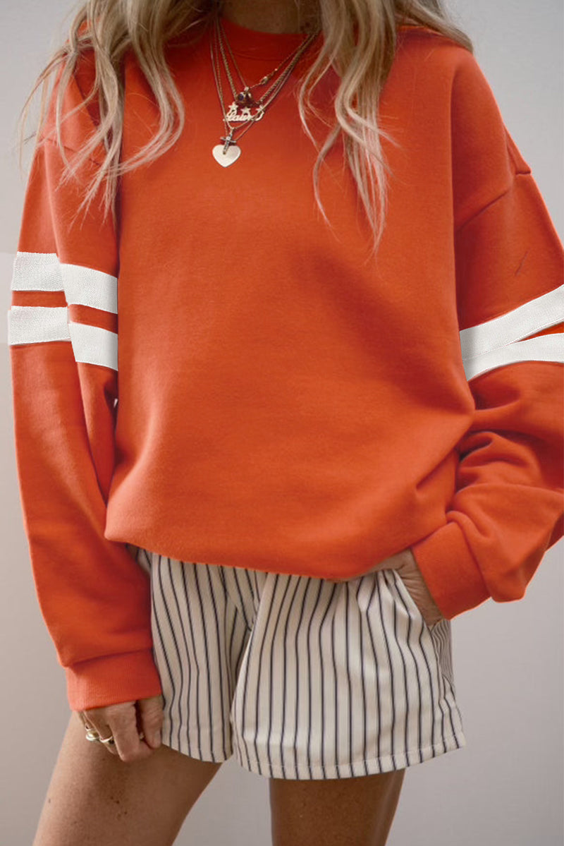 Hazel Blues® |  Evergreen Varsity Striped Detail Drop Shoulder Oversized Sweatshirt