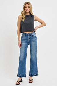 Hazel Blues® | RISEN Raw Hem Ankle Bootcut Jeans