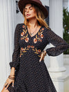 Hazel Blues® |  Embroidered V-Neck Long Sleeve Dress