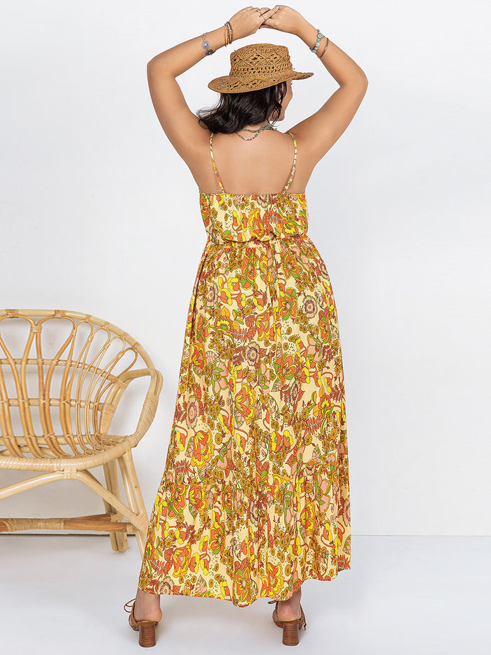 Hazel Blues® | Printed V-Neck Maxi Cami Dress