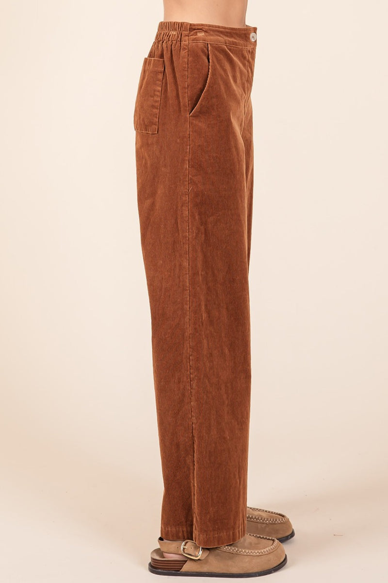 Hazel Blues® |  Mittoshop Corduroy Back Elastic Waist Pants