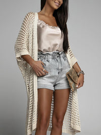 Hazel Blues® |  Openwork Open Front Three-Quarter Sleeve Cover Up