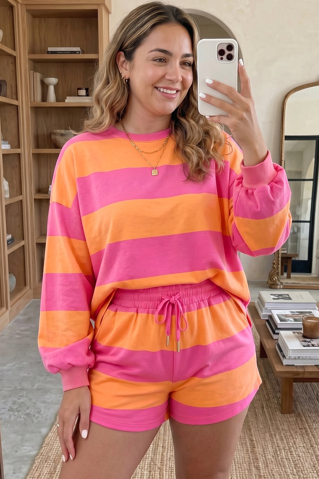 Eva Jean Striped Color-Block Shorts