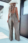 Hazel Blues® |  V-Neck Wide Leg Denim Jumpsuit