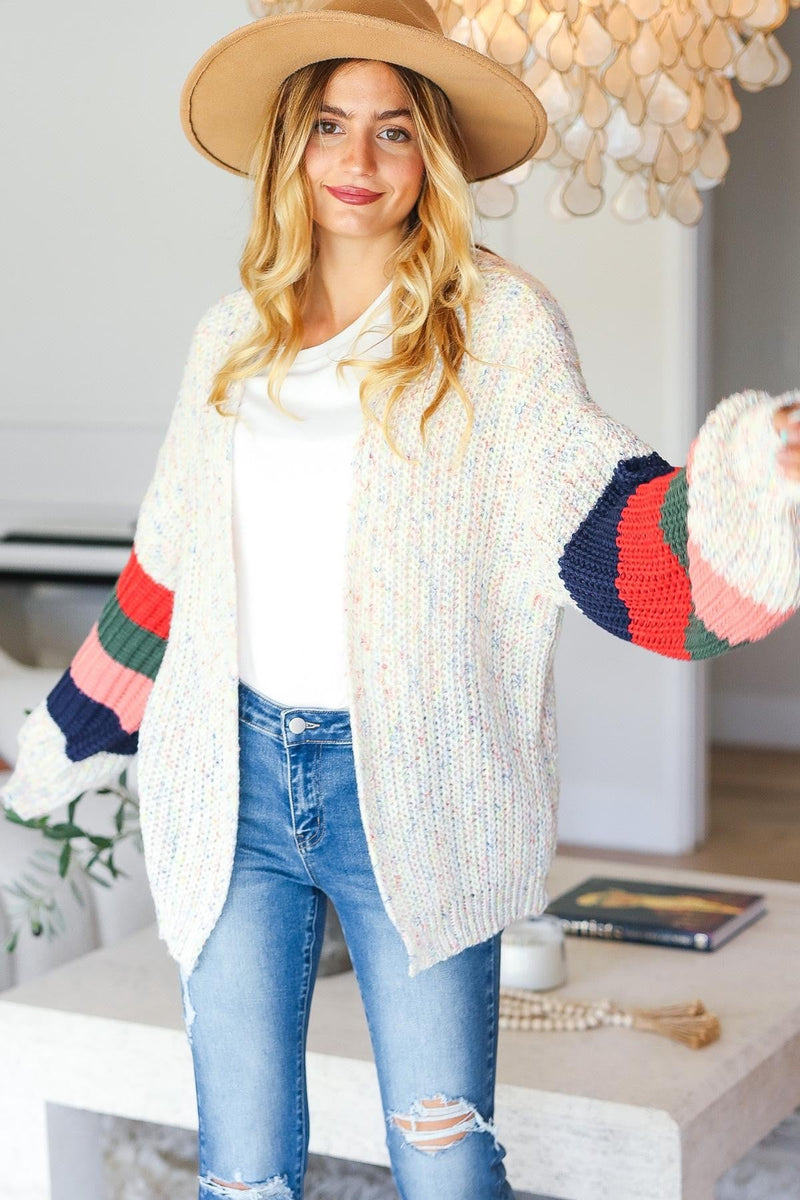 Hazel Blues® |  Multi Color Oversized Sweater Open Cardigan