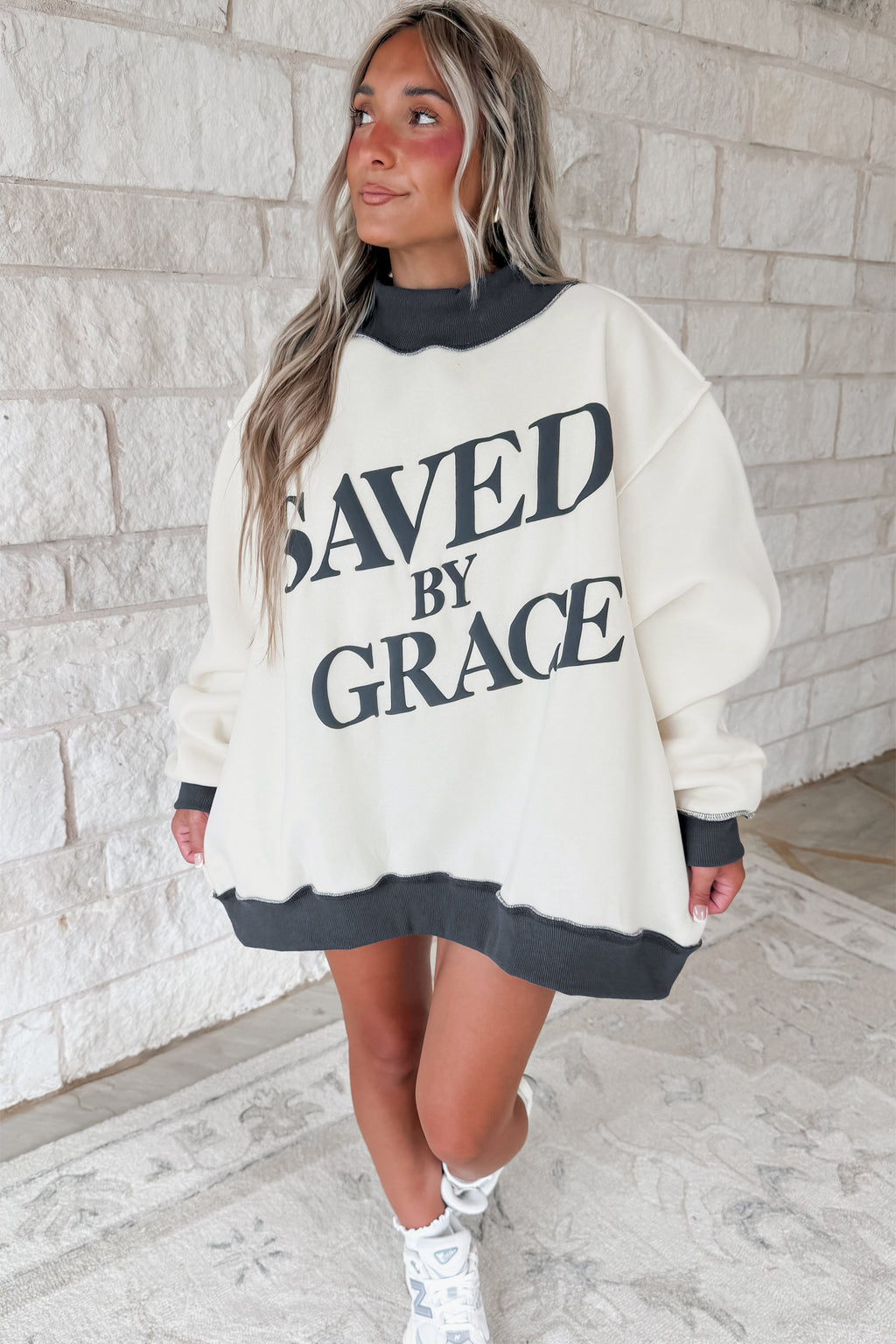 Blaire Joy Beige Saved By Grace Sweatshirt