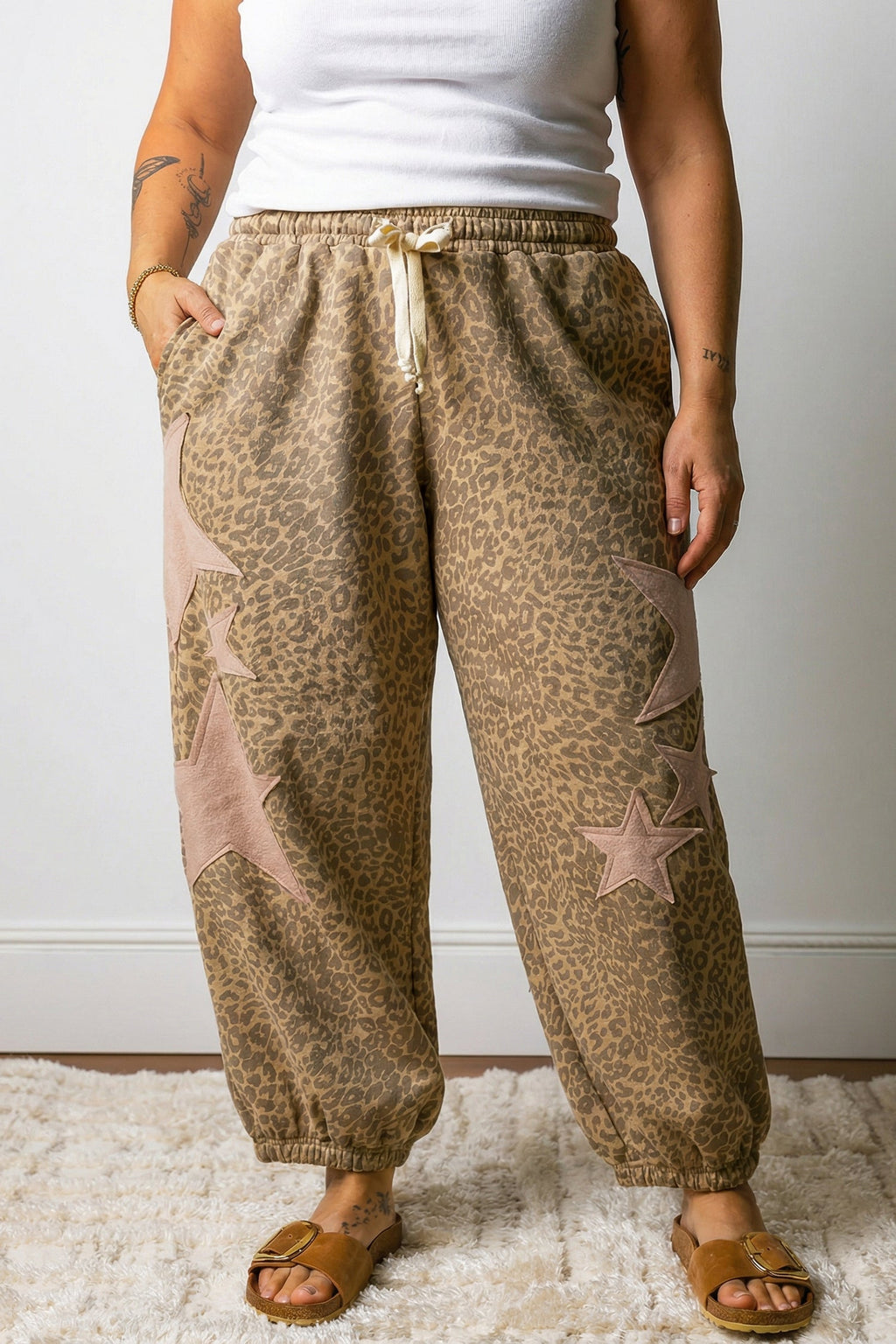 Western Star Leopard Print Patched Jogger Pants | Leopard Western Pants