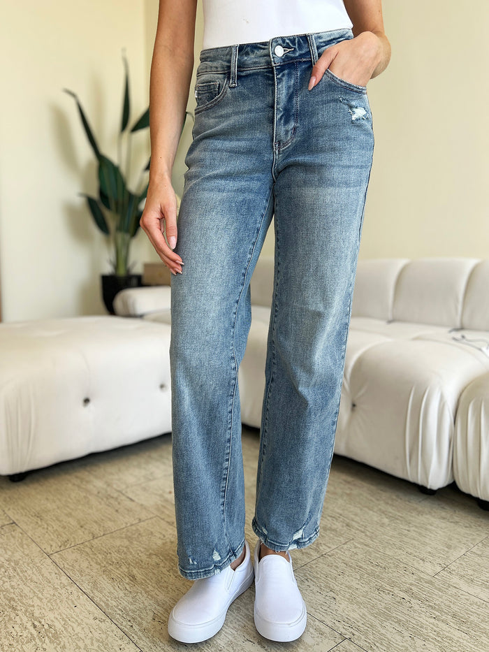 Hazel Blues® |  Judy Blue High Waist Distressed Straight Jeans