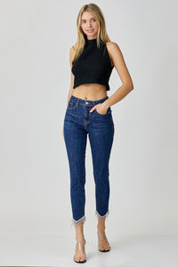 Hazel Blues® |  RISEN Embellished Mid Rise Crop Skinny Jeans