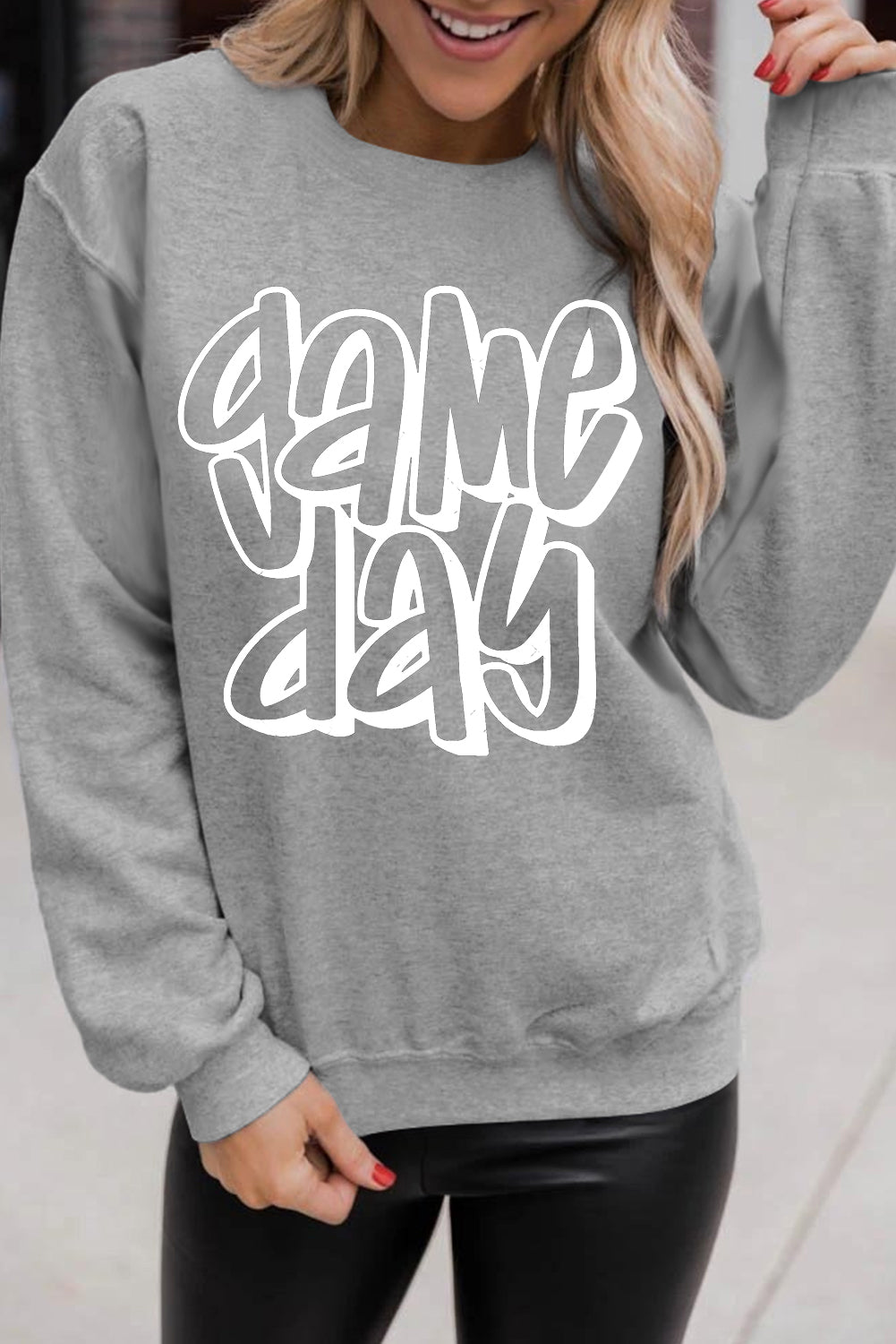 Hazel Blues® |  Gray Game Day Crew Neck Sweatshirt