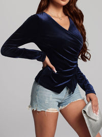 Hazel Blues® |  Ruched Surplice Long Sleeve Top