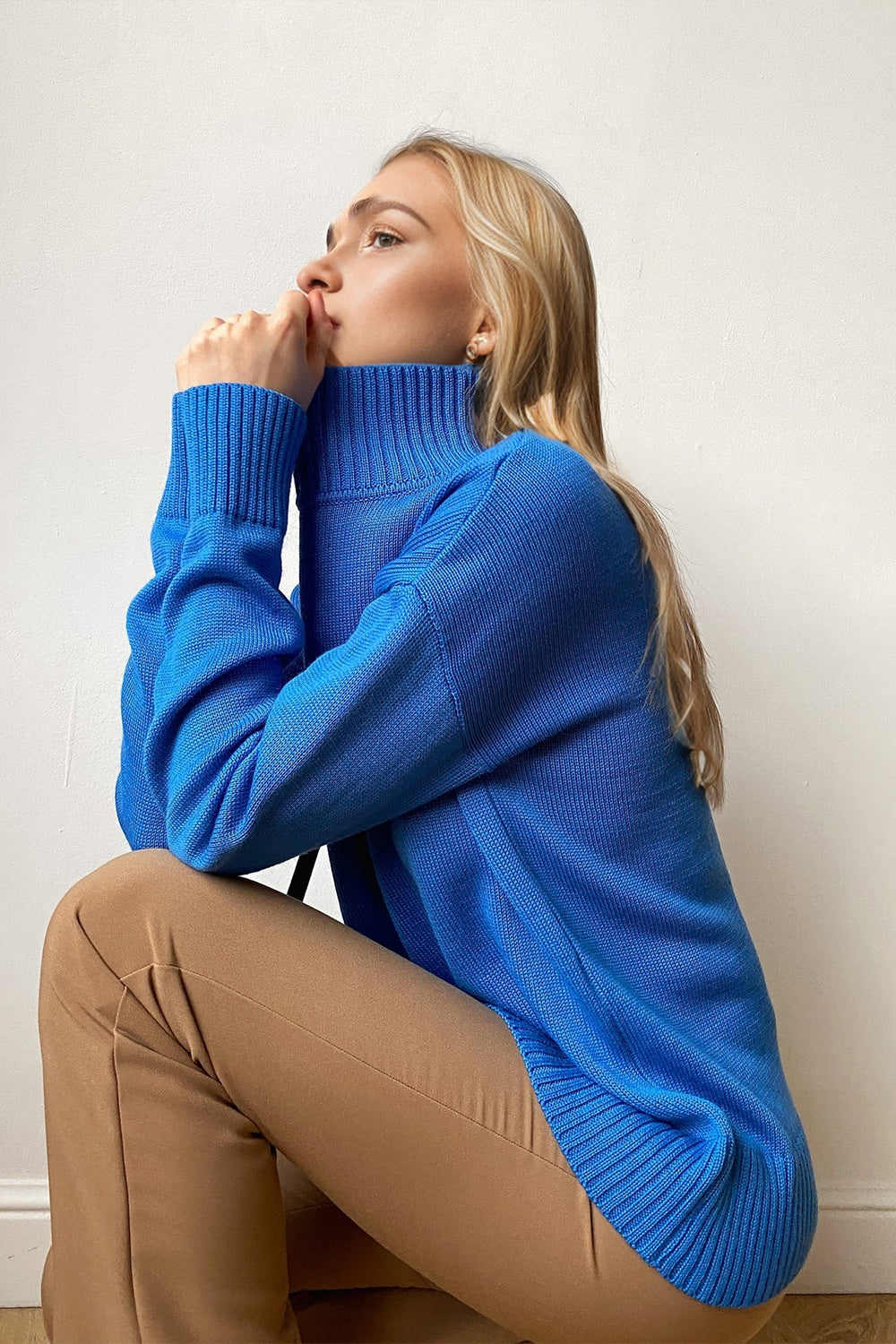 Hazel Blues® |  Basic Bae Turtleneck Dropped Shoulder Long Sleeve Sweater