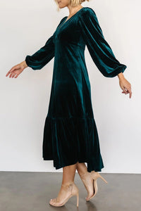 Hazel Blues® |  V-Neck Long Sleeve Midi Velvet Dress