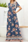 Hazel Blues® |  Printed Round Neck Short Sleeve Maxi Dress