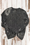 Hazel Blues® |  Black TOUCHDOWN Season Football Leopard Print Long Sleeve Top