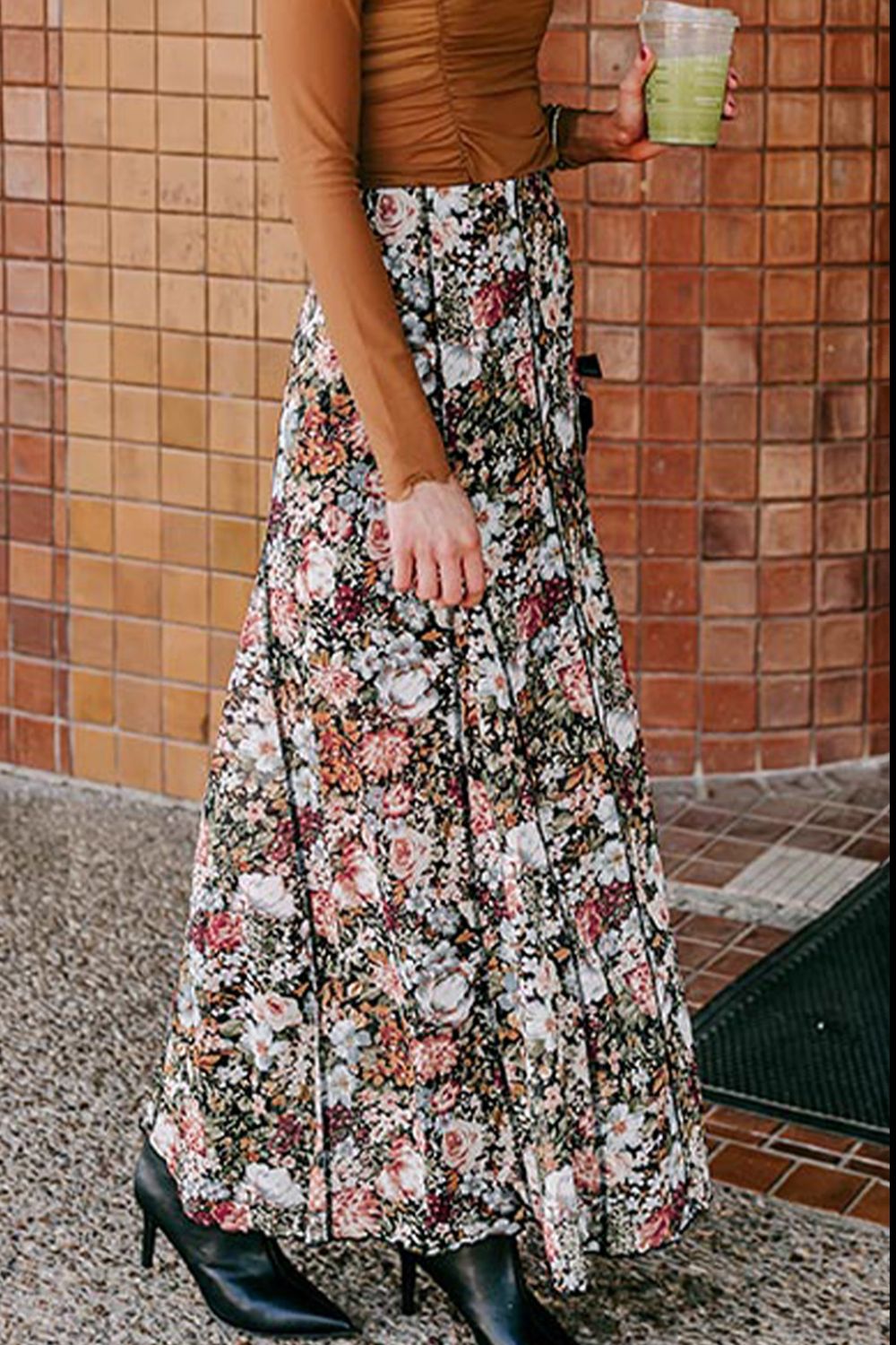 Hazel Blues® |  Floral Elastic Waist Maxi Skirt