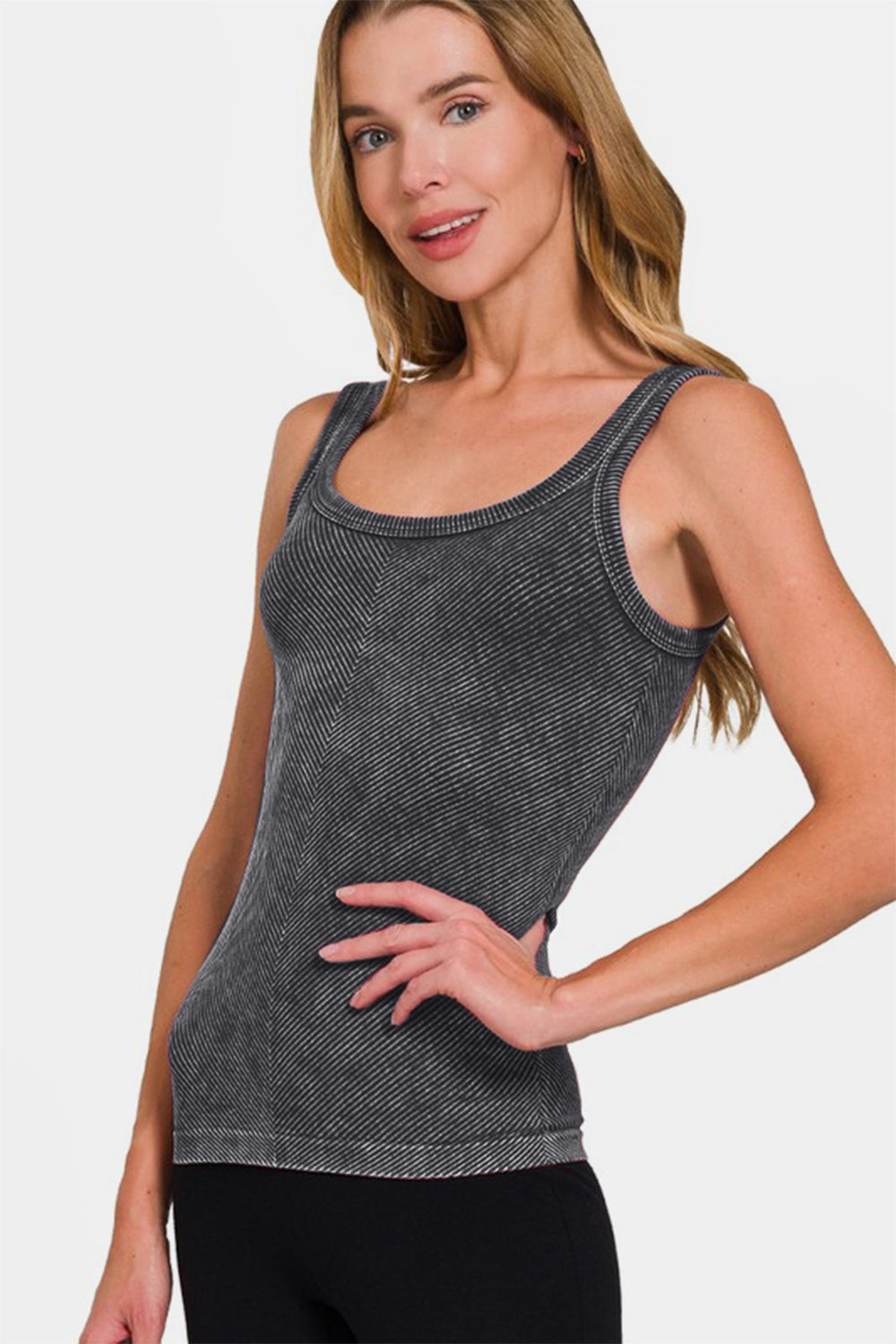 Hazel Blues® |  Zenana Ribbed Scoop Neck Tank