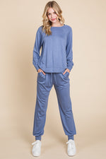 Hazel Blues® |  Super Lady Round Neck Raglan Sleeve Top and Pants Lounge Set