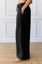 Hazel Blues® |  Black Elastic High Waist Drawstring Sweatpants