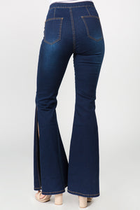 Hazel Blues® |  American Bazi Side Slit Flare Jeans