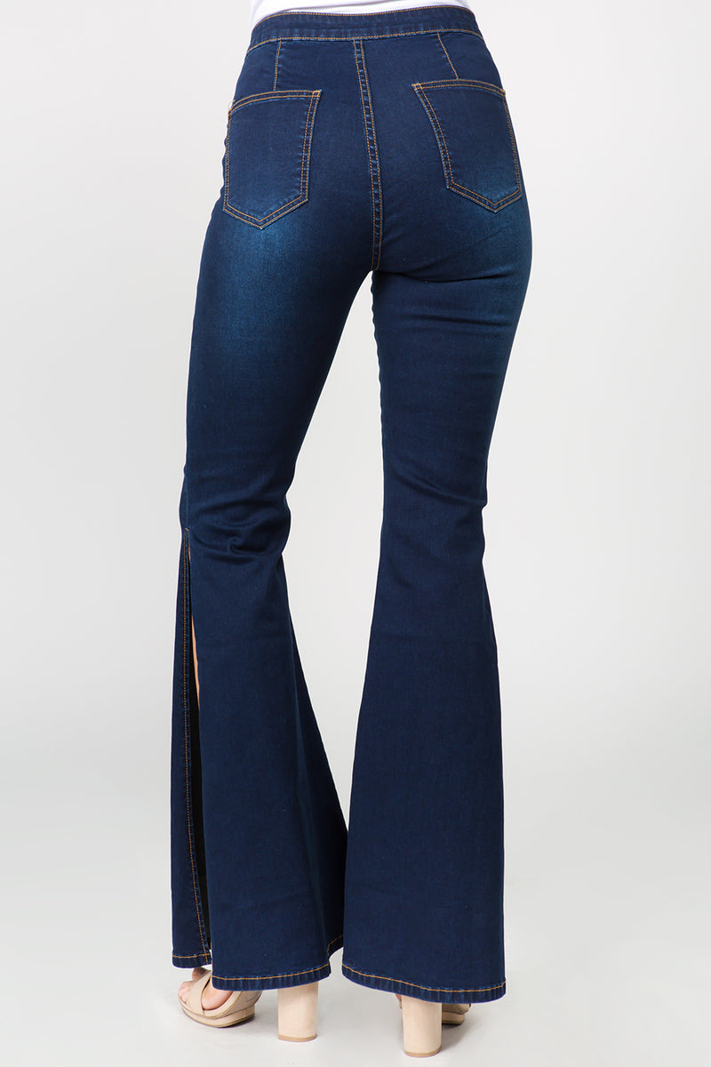 Hazel Blues® |  American Bazi Side Slit Flare Jeans